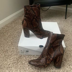ALDO brown snake skin bootie